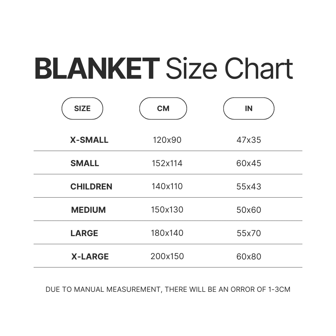 Blanket Size Chart - VivziePop Shop