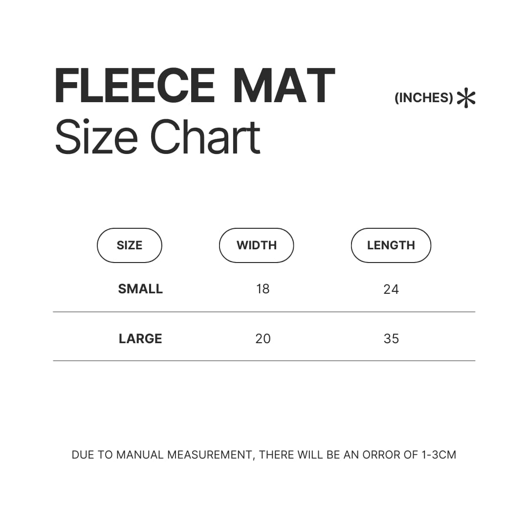 Fleece Mat Size Chart - VivziePop Shop