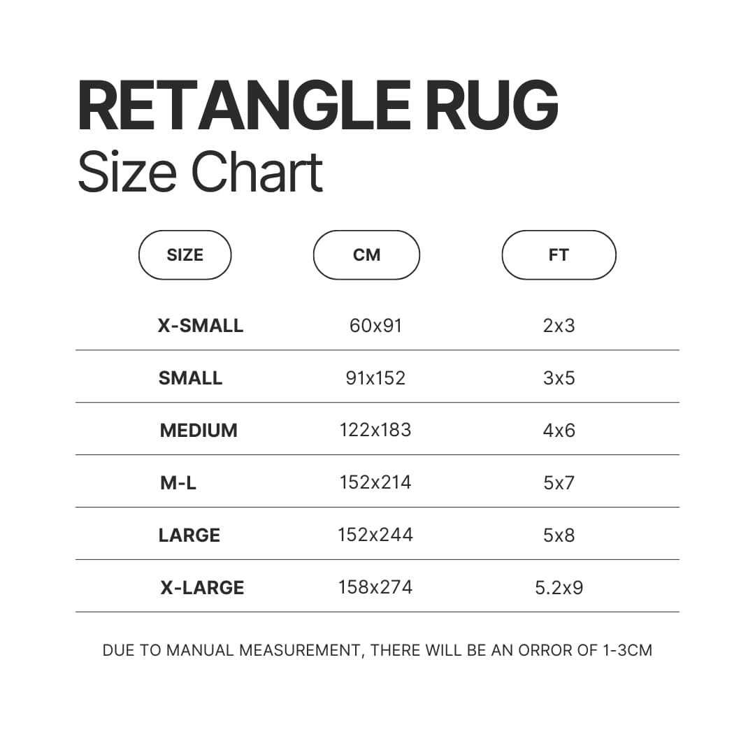 Retangle Rug Size Chart - VivziePop Shop