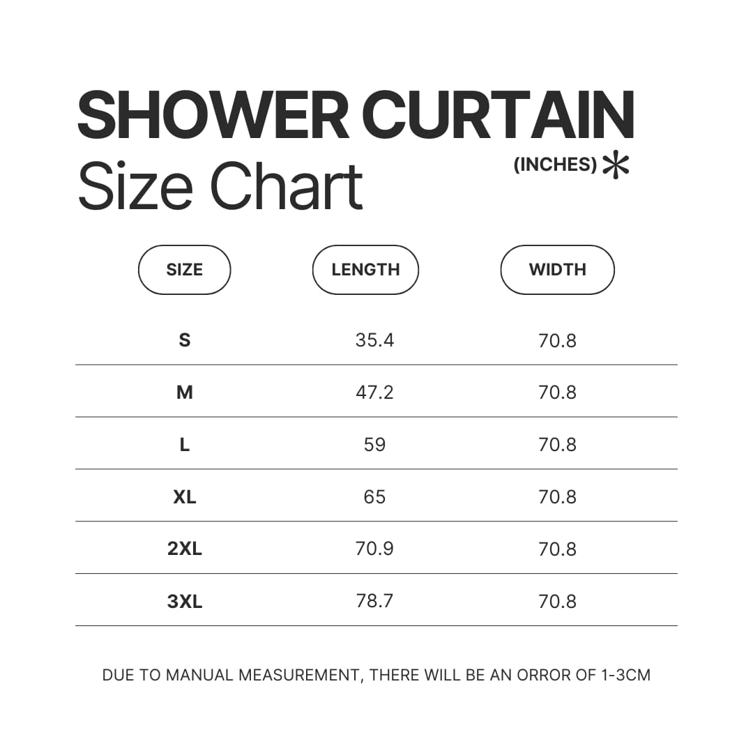 Shower Curtain Size Chart - VivziePop Shop