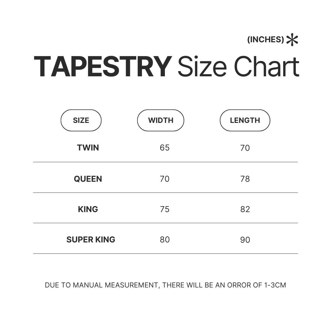 Tapestry Size Chart - VivziePop Shop