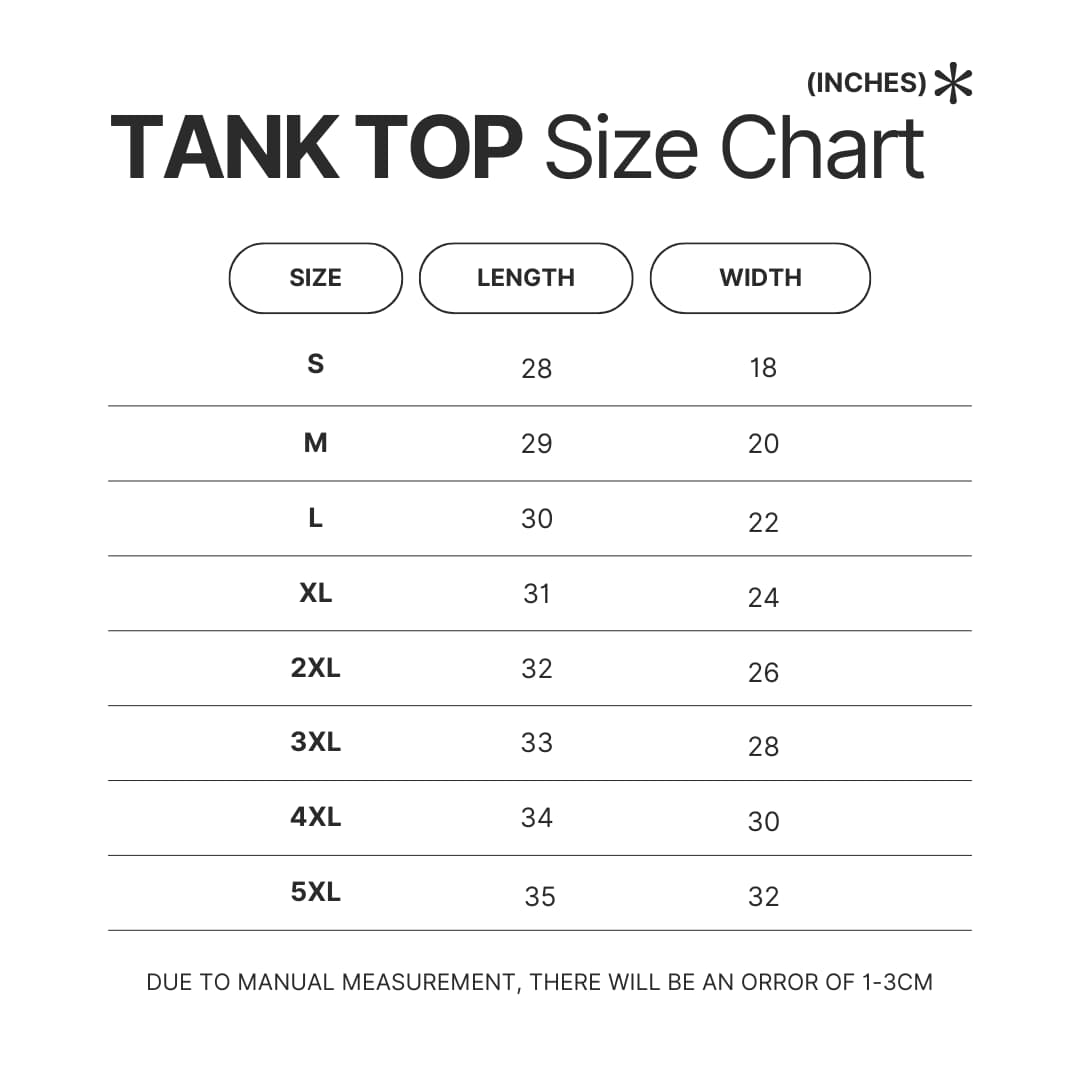 Tank Top Size Chart - VivziePop Shop